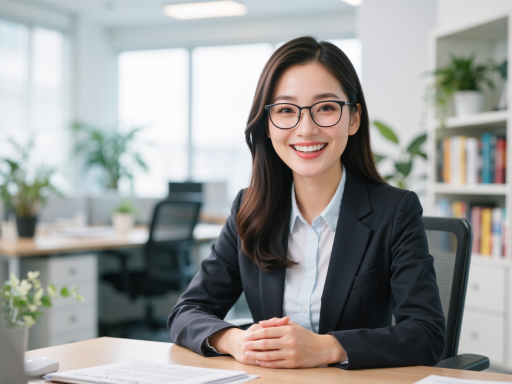 三十岁左右女性教师头像，穿职业装，面带微笑，背景简洁，明亮自然光