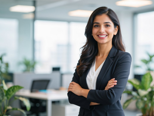 三十二岁左右女性教师头像，穿职业装，面带微笑，背景简洁，明亮自然光